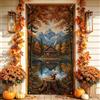 Generic Coperture per porte rustiche con paesaggio autunnale, 91,4 x 182,9 cm | Paesaggio del lago di montagna, cartello per porta d'ingresso, scoiattolo boschivo, rifugio rustico in cabina
