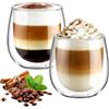 glastal 2 bicchieri da caffè a doppia parete da 250 ml, per cappuccino e | Bicchieri in vetro borosilicato, per latte macchiato, resistente al calore, per caffè, tè, latte, succo, gelato, birra