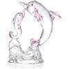 Movdyka Statuetta in vetro rosa a forma di delfino da collezione, ornamenti e regali per donne amanti dei delfini