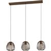 Eglo lampada a sospensione Espinal, 3 luci, vintage industrial, metallo | nero e bronzo, attacco E27, lunghezza 90 cm, per tavolo da pranzo