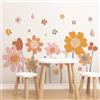 WandSticker4U®- [Stile boho] Adesivi murali FIORI bambini rosa/arancio grande (120x94 cm) I Adesivi parete bambina fiori retrò I Sticker muro fiori bambina decorazioni cameretta bimba ragazza XXL