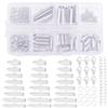 Beebeecraft 1 Scatola 160 Pezzi 8 Stili Kit di Chiusure Scorrevoli 304 terminali per Cordino Scorrevole in Tubo di Acciaio Inossidabile da 10/13/16/20/25mm con Chiusura A Moschettone Prolunga Catena