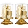 Sziqiqi Portacandele Candelabro per Natale Set di 2, Candelieri Moderno Portacandele a Colonna Cilindro Decorative Centrotavola per Decorazione Natalizia Camino Mantello Tavola di Natale, Oro