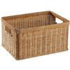 predolo Cesto in Plastica Intrecciata | Cesto Portaoggetti con Maniglie | Organizzazione Casa | Facile da Pulire | Contenitore Domestico, 35x25x18Cm, Beige Chiaro