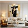 XLDBDLA Stampa su tela di arte astratta moderna raffigurante una donna con cappello, quadro da parete per soggiorno e camera da letto, poster decorativo (80x80 cm/senza cornice)