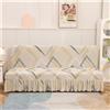 Surwin Copridivano Senza Braccioli 2/3 Posti Elasticizzato, Antimacchia Fodera per Divano Letto Antiscivolo Pieghevole Clic Clac Copri Divano con Gonna Arricciata (190-225cm,Beige)