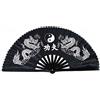 Medifier Ventaglio a mano pieghevole in bamboo e seta, disegno doppio dragone, stile cinese, per Kung Fu, Tai Chi, Fan Arts Dance;