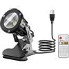TobeBright 3CCT LED Faretto Morsetto con Telecomando, IP65 Resistente all'Acqua per Esterno e Interno, 3000K-4500K-6000K & 10 Luminosità, Faretto a Clip LED 7W, Cavo 1,76m con Spina