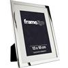 Frametigo - Cornice per Foto Placcata Argento con Passe-Partout, 13x18cm - Retro e Supporto in Velluto - Finestra in Vetro Vero - Resistente All'ossidazione - Orientamento Orizzontale o Verticale