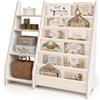 MAMOI Scaffale per libri e giocattoli per bambini, funzionale 2 in 1, organizer con ripiani e borse in tessuto, biblioteca per bambini, mobili in stile Montessori, 100% ecologico, prodotto nell'Unione