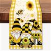 WADORN Runner da tavola con gnomi girasole, api, 33 x 183 cm, con gnomo, bufalo, plaid giallo, decorazione per tavolo da pranzo per la primavera estate stagionale in fattoria e vacanze, per feste in