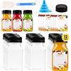 V·Colokishi 12 mini bottiglie di succo di plastica da 4 once con tappi per spremitura e frullati, riutilizzabili bottiglie vuote trasparenti con etichetta, imbuto e pennello, latte, acqua