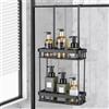 MICHIHOMIE Mensola Doccia da Appendere con 2 Cestini, Senza Foratura, Nero | Inox Portaoggetti Doccia Doppio per Porte in Vetro, Organizer Bagno Salvaspazio, Porta Shampoo, Bagnoschiuma e Portasapone
