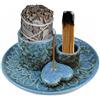 Yibang Porta incenso 4 in 1, porta incenso in ceramica | Portacandele per ogni incenso, salvia blu, per yoga, meditazione, decorazione della casa, aromaterapia (blu)
