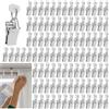 MERVYNGLYNNHUNTER 100 Pezzi Clip Tende con Ganci Mollette in Acciaio Inox,Clip tende con Ruote in metallo,Clip per Tenda Doccia,Mollette Metalliche,Biano Clip Tendine,per Tendaggi,Decorazioni