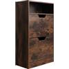 Relaxdays Scarpiera con ripiano, HLP: 102x60x24 cm, per 8 paia, 2 ante, compatta, stile industriale, marrone