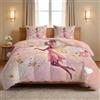 Générique Trapunta estiva trapuntata romantica con fiori, 140 x 200 cm, 100% cotone lavato, coperta fresca, coperta morbida e leggera, per 1 persona, fata fiori farfalle cuori rosa trapunta fine