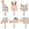 XFSRG Ganci Adesivi Cucina in Legno per Bambini Ganci Appendiabiti da Parete con Design Animali Carini Appendini da Muro per Casa e Ufficio Porta Chiavi da Muro Set di 8 Pezzi (6 pezzi)