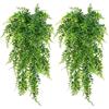 HAOHIZE Felci Pendenti Artificiali per Esterni, 2 Pezzi Piante Pendenti Artificiali Finte Piante Finte in Plastica per Esterni Piante Felci Finte Appese a Parete Verde