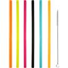 iJiGui 6 Cannucce Riutilizzabili Colorate in Silicone Ecologico-Dritti | con Spazzola, 0,8 x 21,3 cm, Lunghe Cocktail, Latte, Succhi, Yogurt