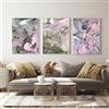 BIopLj Set di 3 Quadri Astratti Lilla Linea Grigia Arte Muraria Argento Blu Fumo Tela Pittura Nordica Moderna Poster e Stampa Immagine per Soggiorno Arredamento-40*60 Cm/16*24 Pollici (Senza Cornice)
