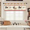 Miyotaa, tenda rustica con gallo vintage per cucina, mantovana con tasca per canna, 137 x 46 cm, a quadretti rossi, trattamento per finestre in stile country per soggiorno, camera da letto, bagno