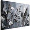 Feeby Quadro su Tela Non Tessuta - Stampa Su Tela - Minimalismo Foglie d'argento Natura - 60x40 cm - Decorazione Murale - Moderno Soggiorno - quadri moderni soggiorno - poster