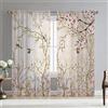 Hiseng 2 Pezzi Tende Voile Trasparente Decorativi Sheer Tenda per Soggiorno Camera Cameretta Balcone Finestra e Interni, Semi Trasparente Tenda Leggera (108x160cm,cespuglio di Fiori C)