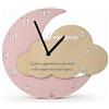 Carpe Diem Shop Orologio da Parete Luna e Nuvola in Legno e Plexiglass, Personalizzabile con Nome e Testo, 30x38 cm, Decorativo per Cameretta, Alimentato a Batteria