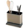 simplywire - Portaoggetti da Lavello - Porta Utensili - Organizer per Posate - Vaschetta Raccogligocce Rimovibile - Antiscivolo - Grigio e Acciaio Inox