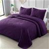 Exclusivo Mezcla Copriletto Leggero, Trapunta Geometrica Decorativa Coperta di Copertura per Tutte le Stagioni 260x280 CM, Viola (1 Copriletto e 2 Federe)