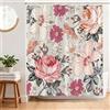 BREASOME Tenda Doccia Antimuffa 180 x 180 cm Rosa Floreale Tenda Vasca da Bagno Tessuto in Poliestere Resistente all'Acqua con 12 Ganci