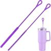 zaknszan 2 Pezzi Spazzola Cannucce Silicone, Impugnatura Antiscivolo Morbida e Pieghevole, Riutilizzabile Lavaggio Cannuccia, 6mm+9mm, Viola