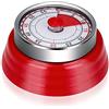 HENGBIRD Basics Timer Meccanico e Magnetico, Timer Analogico Visivo, Con Timer visivo, da Cucina, a breve termine, magnetica, analogico, da cucina a breve termine da cucina per bambini (Rosso)