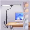 Comely Lampada da Scrivania LED Pieghevole a Doppia Testa, Lampada da Tavolo 15W | 75 CM, 1600LM, Luce da Lettura per Libro, 5 Temperature Colore, 10 Livelli di Luminosità Regolabili, Nero