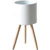 evym Portavaso Ø 20,0 cm con gambe in legno stile scandinavo per interni ed esterni | Vaso in ferro per piante | Fioriera con piedini integrati | Vaso per piante in colori alla moda (bianco)