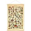 Meishe Art - Poster artistico vintage con stampa di funghi, diagramma di identificazione, illustrazione botanica, quadro educativo, appendiabiti da parete (40 cm x 60 cm+appendiabiti da parete)
