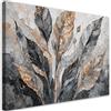 Feeby Quadro su Tela Non Tessuta - Stampa Su Tela - Foglie astratte Grigio oro - 30x20 cm - Decorazione Murale - Moderno Soggiorno - quadri moderni soggiorno - poster