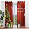 Hiseng 2 Pezzi Natale Tende Voile Trasparente Interni Decorativi Rosso Sheer Tenda per Camera da Letto Finestre Porta Cucina Soggiorno, Semi Trasparente Tende (107x213cm,Albero Natale)