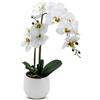 Spetebo Real-Touch Orchidea artificiale in vaso di fiori bianco - 50 cm - Orchidea decorativa in seta con vaso in ceramica - Decorazione da tavola Pianta artificiale per interni Pianta in vaso