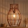 Licht-Erlebnisse Lampada a sospensione bambù scuro nero, per tavolo da pranzo, Ø 30 cm, E27 | Paralume Ø 30 x H 50 cm, bambù scuro, corpo alluminio nero, 1x E27 max. 40 W, IP20, senza lampadina