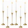 WELTRIXA 6 Pezzi Portacandele Dorati, 23/19/15 cm, Candelabro Vintage | Porta Candela in Metallo, Decorazione da Tavolo per Matrimoni, Feste, Cene di Gala, Cene a Lume di Candela