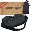 TRAVEL DUDE Maschera per Dormire 3D per Uomo e Donna, Maschera Occhi Oscurante in Bamboo Lyocell, Maschera Notte da Viaggio per Aereo, Chi Dorme sul Fianco & Extension Ciglia (Nero)
