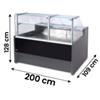 Banco Vetrina Refrigerato Ventilato Portofino con Riserva, L. 200 cm, -1°/+7°C, con Scorrevoli e Mensola Intermedia - Full Optional
