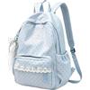 Generic Carino Zaino Da Donna A Pois, Zaino Per Laptop Con Rifiniture In Pizzo | Zaino casual multitasche con ciondolo a fiocco per i viaggi quotidiani a scuola(Blue)