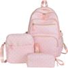Generico Kawaii Backpack Set - 3 Piece Cute Dot Bookbag Pencil Box Kit | Large Capacity School Bag Students Kindergarten Preschool Elementary Primary Middle High Back-To-School Travel Daily