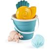 Ecoiffier - Secchiello Sea Style 17 cm - Con Accessori da Spiaggia, dai 18 mesi, 7600000309