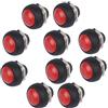 Mintice 10 Pezzi 12mm Veicoli Auto Rosso Rotonda Interruttore a Levetta | Momentaneo Interruttore Pulsante Bottone 2pin Impermeabile