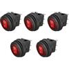 ETOPARS 5 Pezzi 12V 20A Interruttore A Bilanciere Rotondo per Auto | Indicatore Luminoso a LED Rosso Interruttore a levetta Impermeabile Rotondi Pulsante 3 Pin ON off