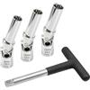 JEUCLEL Set di 4 bussole per candelette con barra a T da 3/8, giunti universali (8 mm, 10 mm, 12 mm), strumento di rimozione delle candelette rotte, kit di estrattore di chiavi per candelette